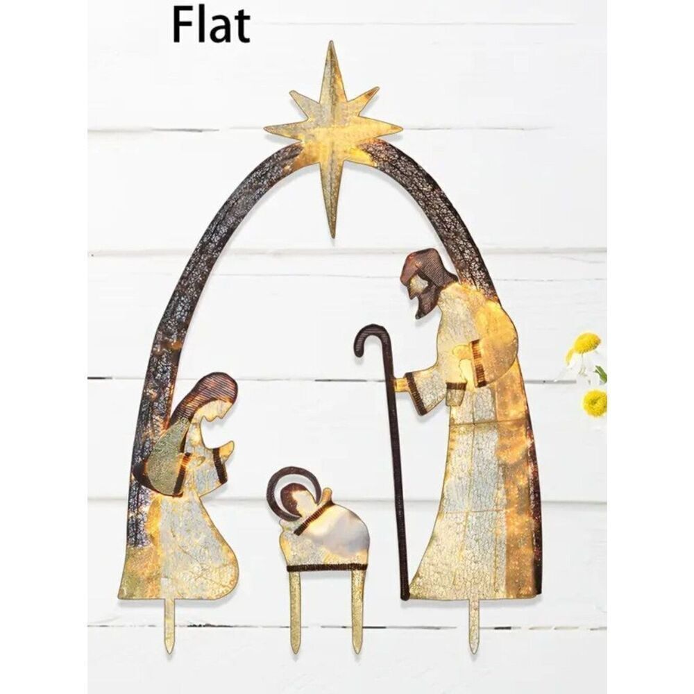2D Festive Holiday Christmas Joseph, Mary and Jesus Garden Outdoor Stake